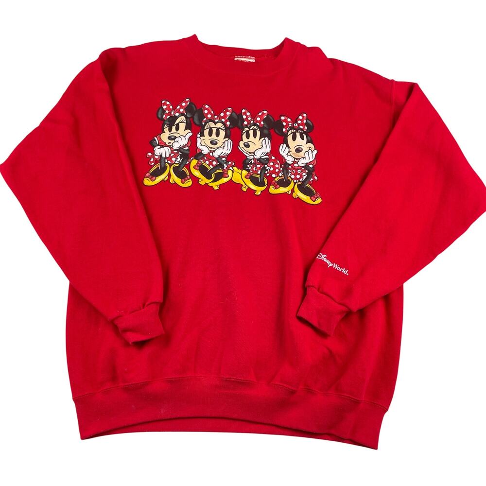 Vintage 90s Mickey Inc. Minnie Mouse Red Crewneck Sweatshirt Size XL Made in USA